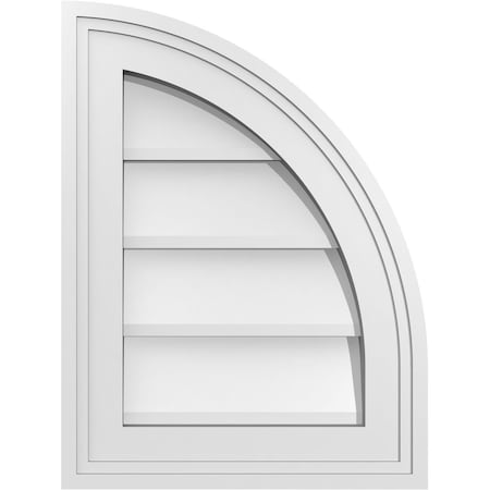 Ekena Millwork Quarter Round Top Right Surface Mount PVC Gable Vent w/ 2"W x 2"P Brickmould Sill Frame, 12"W x 16"H GVPQR12X1603SN